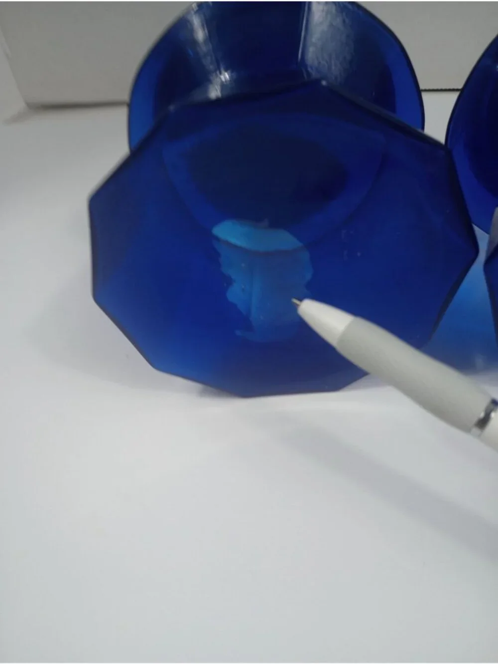 Vintage Retro  Cottage Hand Blown Cobalt Blue Art Glass Glossy  Large Bowl